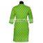 GREEN PRINTED WITH YOKE NEHRU COLLAR FRONT PLEATS 100% COTTON INDIAN STYLE