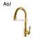 Gold Plated Single Handle Pull Down Kitchen Faucet