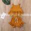 Kid Baby Girls Clothes Sets Ruffles Sleeveless Vest+Shorts Sets Solid Jumpsuits