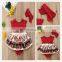 Christmas Girls Romper Dress + headband Baby Red Santa Ruffles Sleeveless Party Romper 0-24M