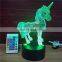 3D LED Night Light, 3D Optical Illusion Visual Lamp 7 Colors Touch Table Desk Lamp Unicorn