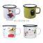 8cm custom brand logo printing enamel iron metal steel water tea coffee tin cup with flower logo printing