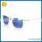 transparent frame sunglasses with ice-blue mirror lens, colorful custom sunglasses