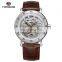 FORSINING 9005 Men Automatic Mechanical Stainless Steel Case Watch High Quality Leather Watch Strap