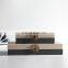 hot-sell modern antique home interior wedding rectangular beige grey luxury retro pu leather mdf metal jewelry box