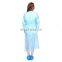 disposable waterproof gown long sleeve impermeable pp+pe isolation gown