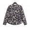 Women's versatile animal print round neck single breasted long sleeved cotton jacket jacket