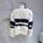 Mist City Lover Fox Fur Grass Coat for Young Women, One Piece Fur Stripe Contrast
