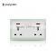 wall switch manufacture BS standard glass panel 2 gang 13A electrical socket