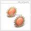 Women Fashion Orange Acrylic Stone Clip On Earrings