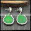 LFD-029E Wholesale Silver Pearl With Water Drop Agate Pave Rhinestone Crystal Dangle Earrings in Green Jewelry Finding