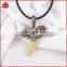 Real shark tooth drop pendant, shark tooth charm with rhinestone pave beads