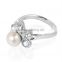 Fashion 925 Sterling Silver Foliage Pink Freshwater Pearl Ring