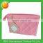 Grid pattern woman pink zipper closure small fashion cosmetic bag