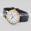 Fashion luxury classic charm black&gold unisex watch stainless steel original Japan movement watch genuine leather strap watch