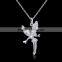 White gold bar pendant choker angel necklace