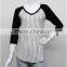 fashion women clothing summer vertical stripe top bulk v-neck t shirt