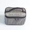 Polyester Toiletry Organizer Bag White Strips Print Travel Cosmetic Bag With Mirror Inside