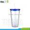 New product! Clear 20oz Double wall plastic cup with lid with best quality 2015 calendars