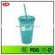 16oz bpa free insulated double wall reuseable plastic straw cup