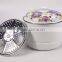 High Quality Blue Rose Flower Decal Printing Enamel Steamer Pot