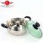2016 5pcs Stainless Steel Drum-shaped Soup Pot Kitchen Cookware With Glass Lid