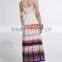 Women's V Neck Sleeveless Elastic Waist Striped Maxi Dress