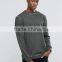 Custom Contrast Stitch Design Long Sleeve Crew Neck Dark Grey Men's 76% Cotton 24% Polyester Casual Blank Sweatshirt