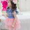 2015 Summer fashion children lace jeans cowboy dress tutu lace puffy dress for kids