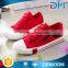 Lady's lace-up canvas shoes with zipper and lips decoration