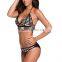 M1156 Runwaylover 2016 Ladies V-neck Stripe Split Swimsuit Bikini