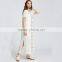 White short sleeve maxi Dress, women emboriedered fashion mesh dress