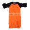 newborn baby raglan gown ruffle orange body with black 3/4sleeve halloween icing blank gowns
