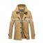 2016 Men's plus size 100% cottonwarm wind coat men long jacket with fur lining
