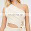 Cotton beautiful one-shoulder subtle multi-color stripes romper