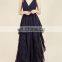 Long Black V Neck Chiffon Party Dress