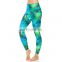 running yoga pants digital printed rain forest shiny green fitness leggings