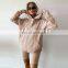 Custom Logo Women Clothing Over Size Plain Sport Hoodie & Shorts Two Piece Sets