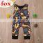 Kids Fox Print Zoo Bodysuits With Pocket Striped Full print Girls Rompers Long Sleeved Kids Jumpsuits 0-2years Free Shipping
