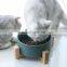Wholesale Japan Style Printed White Custom Elevated Stand Raised Marble Ceramic Cat Pet Dog Bowl Feeder