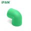 IFAN Non-Toxic Polypropylene Plumbing Plastic Fittings Green PPR 90 Degree Elbow Fittings
