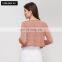 Long Sleeve Mesh Strappy Women Yoga Tops Factory Supply Cross Neckline Sports Tshirts
