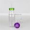 Single wall AS clear color plastic elegant milk bottle meson jar with straw