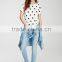 2015 Ladies All Over Polka Dot Print T Shirt for Women