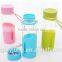 creative letter glass Water Bottle Drinkware Transparent glass bottles silicon sleeve Bottle Outside Sport cup tea cups lid rop