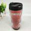 12 OZ plastic travel mug double wall coffee mug with customized insert paper 100% BPA free food grade