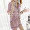 Wholesale Summer Silky stripe Soft Satin Ladies Pajamas /Girls' PJ set