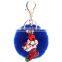 Christmas stocking pendant keychain with white Rabbit Fur ball