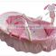 Baby bassinet natural colorful cute embroidery wicker basket set with rocking metal stand