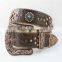 Hot Seller Western rhinestone camo leather belt with horsehead conchos
